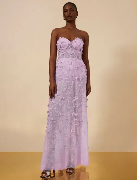 Lilac Gown, Neutral Dresses, Honeymoon Dress, Strapless Sweetheart Neckline, Bcbg Max Azria, Floor Length Gown, Strapless Gown, Lilac Dress, Bcbgmaxazria Dresses