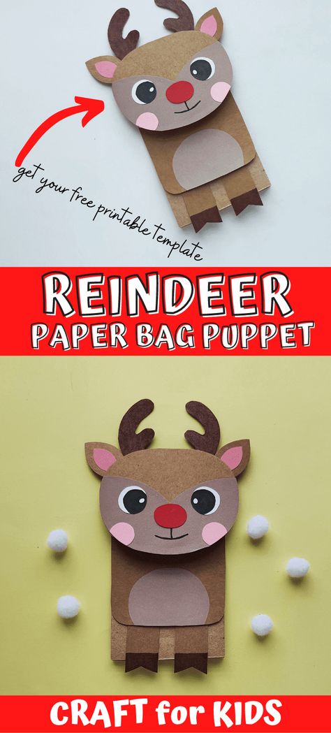 Rudolph Paper Bag Puppet Craft When it comes to Christmas fun, you can't go wrong with Rudolph the Reindeer crafts! Make this adorable Rudolph Paper Bag Puppet craft with your kids this Christmas season. Santa Paper Bag Puppet, Paper Bag Crafts For Kids Christmas, Coffee Filter Christmas Crafts, Paper Bag Reindeer, Reindeer Crafts For Kids, Christmas Reindeer Craft, Paper Bag Puppet Craft, Rudolph Crafts, Reindeer Crafts