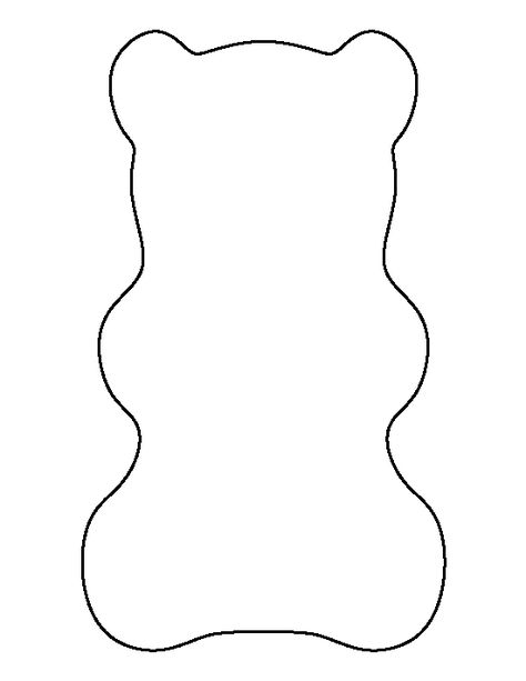 Gummy bear pattern. Use the printable outline for crafts, creating stencils, scrapbooking, and more. Free PDF template to download and print at http://patternuniverse.com/download/gummy-bear-pattern/ Gummy Bear Outline, Gummy Bear Birthday Party Ideas, Gummy Bear Art Projects, Diy Gummy Bear Decoration, How To Draw A Gummy Bear, Gummy Bear Baby Shower Theme, Gummy Bear Crafts, Gummy Bear Decorations, Gummy Bear Printable