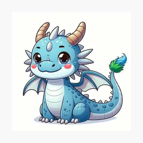 Get my art printed on awesome products. Support me at Redbubble #RBandME: https://www.redbubble.com/i/photographic-print/Whimsical-Dragon-by-TheRhysWyrill/160228145.6Q0TX?asc=u Kawaii Inspiration, Whimsical Dragon, Sculpey Ideas, Kawaii Dragon, Chibi Dragon, Cute Dragon Drawing, Dinosaur Coloring, Dragon Pictures, Journal Themes