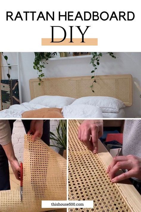 Diy Rattan Headboard, Styling Beds, Cane Headboard, Boho Bedroom Diy, Rattan Bedroom, Diy Bed Headboard, Diy Rattan, Boho Headboard, Headboard Diy