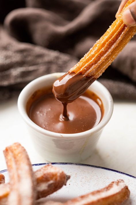 Homemade Churros Recipe, Churro Recipe, Churros Con Chocolate, Homemade Churros, Chocolate Dipping Sauce, Churros Recipe, Choux Pastry, Mexican Dessert, Deep Frying