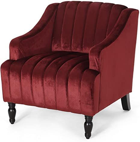 Candice Glam Velvet Club Chair, Garnet and Dark Brown Bowery Electric, Club Chairs Living Room, Velvet Club Chair, Red Velvet Chair, Red Accent Chair, Dark Academia Bedroom, Academia Bedroom, Chinoiserie Table, Goth House