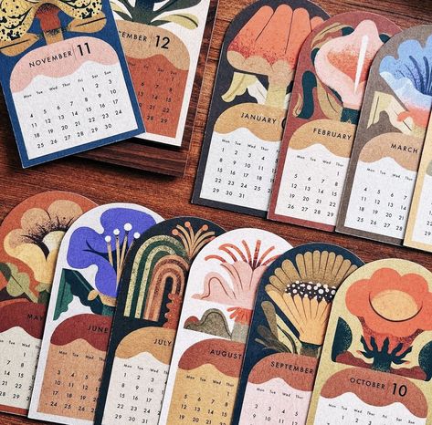 Small Calendar Ideas, Illustration Calendar Design, Calendar Journal Ideas, Desk Calendar Design Creative, Calendar Ideas Design, Calendar Illustration Design, Calender 2024 Designs, Desk Calendar Ideas, Plant Calendar