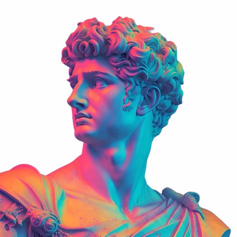 Vaporwave Statue Bust Clipart AI Generated Vaporwave Statue, Statue Art, Greek God Tattoo, Surreal Tattoo, Vaporwave Art, Modern Graphic Art, Greek Statues, Digital Portrait Art, Greek Art