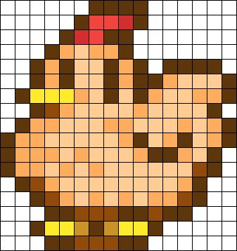 Stardew Valley Chicken Pixel Art, Perler Stardew Valley, Stardew Valley Characters Pixel, Stardew Valley Pixelart, Alpha Patterns Stardew Valley, Perler Bead Grid Patterns, Stardew Valley Embroidery Patterns, Pixel Art Pattern Stardew Valley, Stardew Valley Blanket