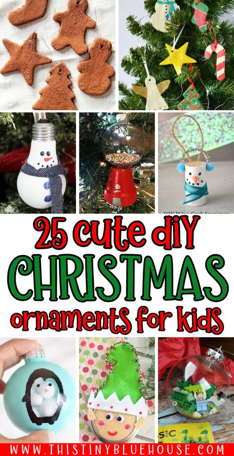 Here are the best Christmas ornament crafts for kids. These fun and festive DIY ornaments for kids are the BEST way to boost holiday spirit.  These simple ornaments kids can make are great for children of all ages. Made with simple supplies these Christmas ornament craft ideas for children are a great way to enjoy some crafting during the holiday season.  Head over to our blog to see which diy simple ornaments for kids we included in our list!  Merry Christmas Christmas Ornament Crafts Kindergarten, Christmas Ornaments To Make For Grandkids, Christmas Tree Ornaments For Toddlers To Make, Kids Height Ornament Craft, Easy Christmas Ornaments To Make Kids, Xmas Ornaments Diy Kids, Preschool Diy Christmas Ornaments, Kids Make Ornaments, Christmas Kids Crafts Ornament