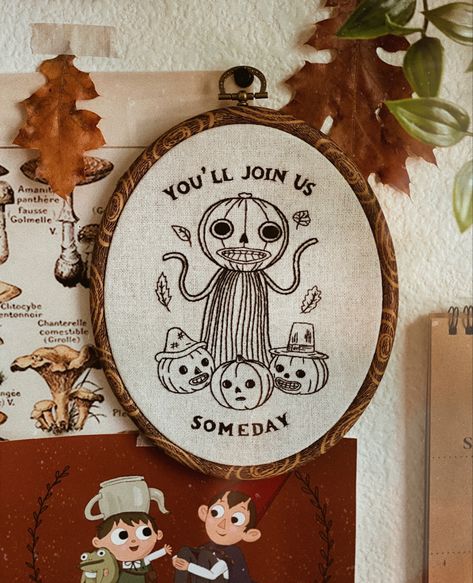 Over The Garden Wall, Fall Halloween Decor, Wow Art, Hand Embroidery Art, Handmade Embroidery, A Cross, Embroidery Inspiration, Embroidery And Stitching, Crafts To Do