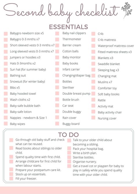 Second Baby Checklist, Baby Checklist Preparing For, 2nd Baby Must Haves, Getting Ready For Baby Checklist, Baby Shower For Second Baby, Second Baby Must Haves, Second Baby Registry, Baby Number 2 Essentials, Second Trimester Tips