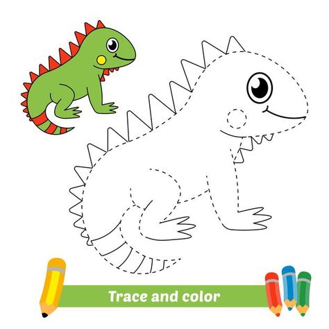 Trace and color for kids, iguana vector | Premium Vector #Freepik #vector #school #baby #book #kids Tracing Drawing For Kids, Iguana Drawing Easy, Iguana Craft, Trace And Color, Iguana Drawing, Happy Birthday Friend Funny, Birds Embroidery Designs, Free Kids Coloring Pages, Easy Art For Kids