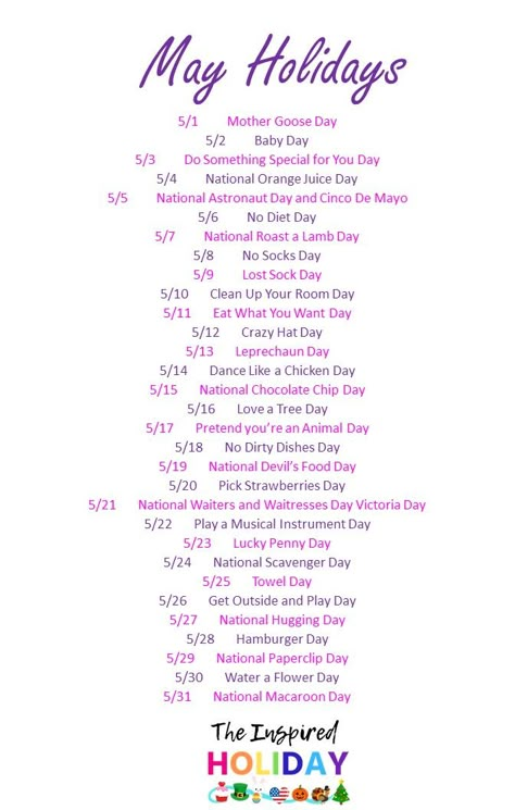 May Ideas Month Of, May Holidays 2024, Charmed Comics, National Celebration Days, May Holidays, National Holiday Calendar, Monthly Holidays, May Events, Silly Holidays