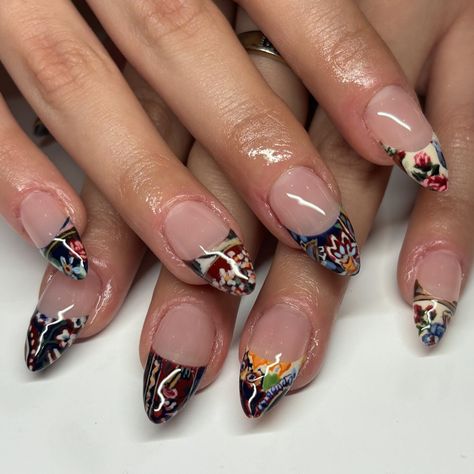 Persian rugs ⚜️ #nailart #londonnailtech #londonnails #gelxlondon Persian Nails, Pretty Birthday Nails, Almond Shaped Nails Designs, Hand And Foot Care, Finger Paint, Girl Nails, London Nails, Almond Shape Nails, Edward Scissorhands