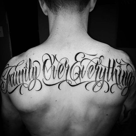 Family Over Everything Tattoo, Chest Tattoo Lettering, Self Made Tattoo, Traditional Chicano Tattoos, Family First Tattoo, Tattoo Font For Men, Art Chicano, Chicanas Tattoo, Tattoo Family