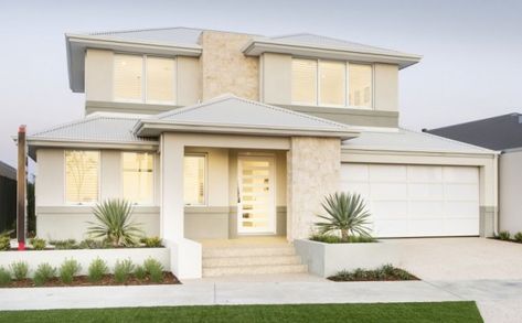 home design by Ben Trager Homes Elevation Colours, Double Storey House, 2 Storey House Design, Hampton Style, Two Story House, Beautiful House Plans, Storey Homes, Hamptons House, House Front Design