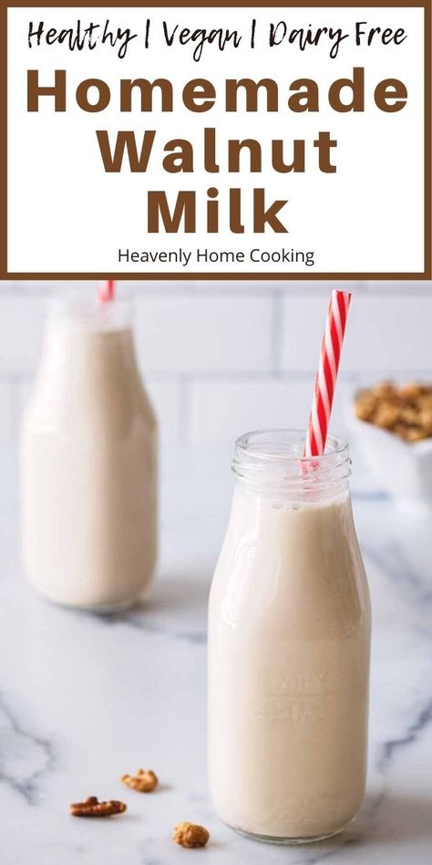 Lactose Free Milk Recipes, Walnut Milk Benefits, Walnut Milk, Nutr Nut Milk Recipes, How To Make Walnut Milk, Walnut Milk Recipe, Healthy Milk Recipes, Diy Nut Milk, Make Your Own Almond Milk