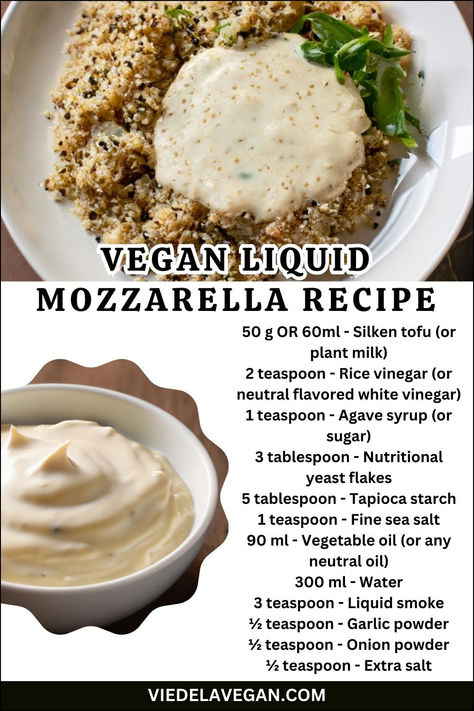 VEGAN LIQUID MOZZARELLA RECIPE Mozzarella Recipe, Cheese Alternative, Plant Based Cheese, Mozzarella Recipes, Dairy Free Alternatives, Grilled Cheese Sandwiches, Cheese Lover, Cheese Sandwiches, Nutritional Yeast