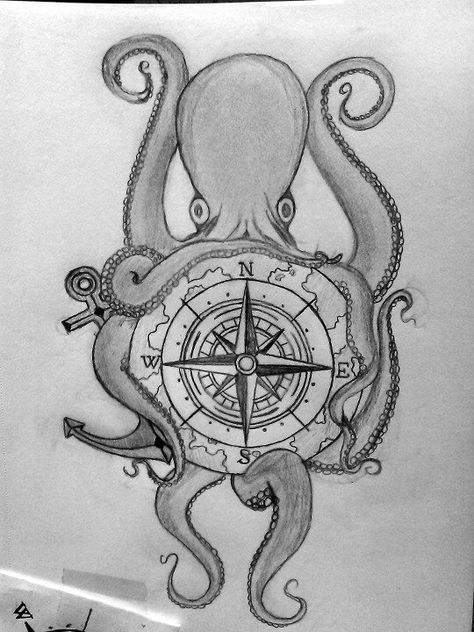 Squid Tattoo, Compass Drawing, Cool Nature, Octopus Tattoo Design, Octopus Tattoos, Sketch Tattoo Design, Octopus Tattoo, Octopus Art, Wedding Tattoos