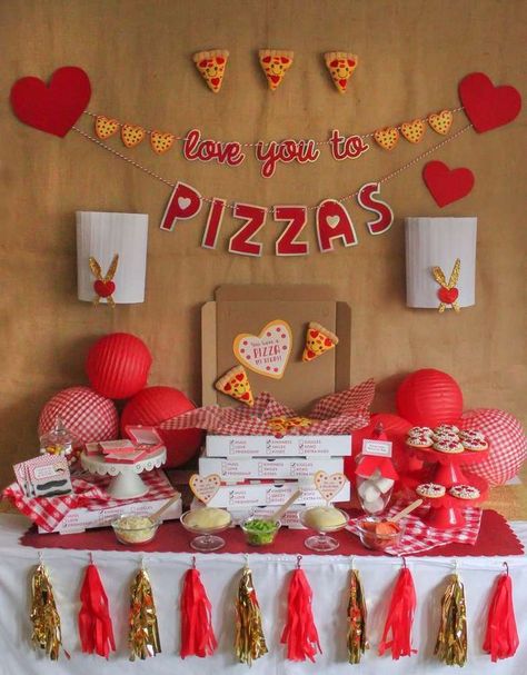 Show someone you love them with a slice of pizza!! Check out this fun Valentine's Day Party!! See more party ideas and share yours at CatchMyParty.com #valentinesday #pizza #party Valentines Pizza Craft, Pizza Party 2nd Birthday, Valentines 2nd Birthday Party, Valentine Birthday Party Ideas, Galentines Pizza Party, Valentine Day Birthday Party Ideas, February Birthday Party Ideas For Boys, School Pizza Party, Valentines Birthday Party Ideas