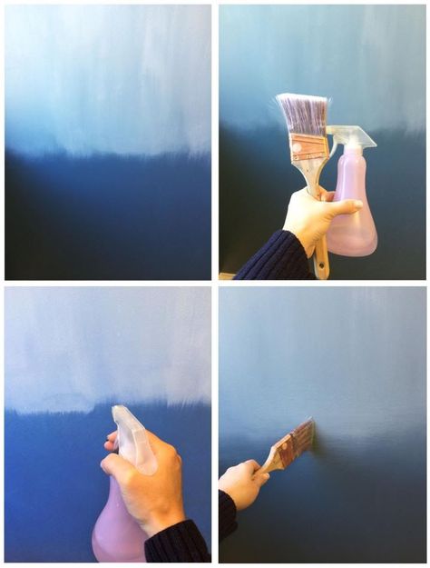 Wall Painting Techniques, Ombre Wall, Diy Wall Painting, Wall Paint Designs, Decor Minimalist, Blue Ombre, Wall Treatments, Mural Art, Wall Paint