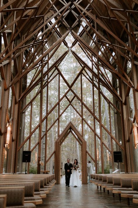 Fairytale Inspired Wedding Dress, Red Wood Wedding Venues, Nature Wedding Venue Aesthetic, Pretty Chapel Wedding, November Wedding Venues, Glass Wedding Chapel, Forest Chapel Wedding, Mountain Chapel Wedding, Beautiful Chapel Wedding