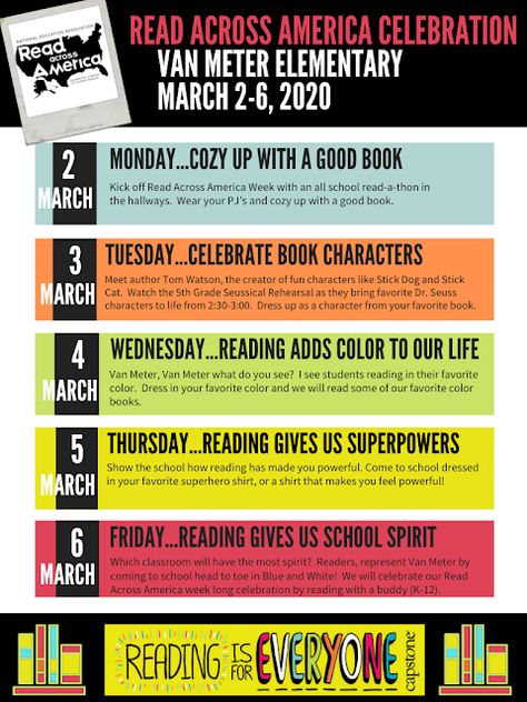 Reading Week Ideas, Dress Up Themes, Read A Thon, Dress Up Ideas, Dr Seuss Activities, Library Week, America Dress, Read Across America Day, Family Literacy