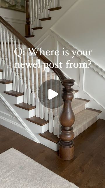 Lauren Syrowik on Instagram: "Comment NEWEL to have it delivered to your inbox! Actually, a follower found the guy! I am so sorry I cannot remember who it was, but please DM me so I can give you credit!   This seller created a great dupe to our newel, and it looks like he can make whatever you want!   #newelpost #newel #ltkhome #ltk #staircaseinspo #staircase" Newel Posts Ideas, Stairway Newel Posts, Lauren Syrowik, Round Newel Post, Newel Posts For Stairs, Knoll Post Stairs, Antique Newel Post, How To Replace Stair Newel Post, Grand Entry