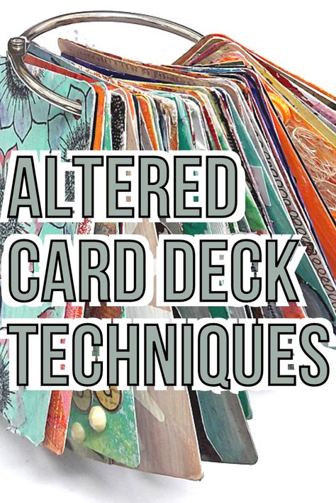 Altered card deck techniques. Learn how to make mixed media altered playing cards with different collage and crafting techniques How To Alter Playing Cards, Diy Playing Cards Crafts, Crafts With A Deck Of Cards, Altered Playing Cards Tutorial, Playing Card Upcycle, Playing Cards Craft Ideas, How To Make Playing Cards, Altered Cards Ideas, Deck Of Cards Crafts