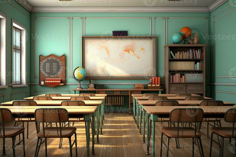 Interior of a classroom with natural light AI generated Classroom Aesthetic, Environment Reference, High School Fashion, Photoshop Design Ideas, Ariel Winter, Motion Video, Classroom Environment, School Style, Background 3d