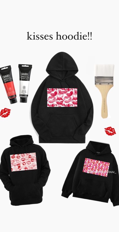 Home Made Presents For Boyfriend, Diy Hoodie Design For Boyfriend, Kiss Hoodie Tiktok Trend, Boyfriend Kiss Hoodies, Kiss Jumper Diy Tiktok, Kiss Jackets For Boyfriend, Kiss Mark Hoodie For Bf, Lipstick Hoodie For Bf Diy, Kiss Sweatshirts For Bf