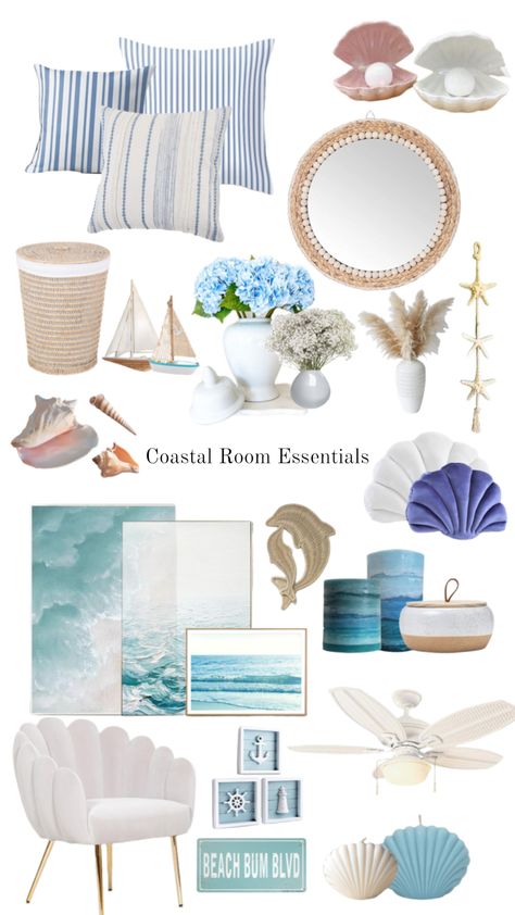 Blue Modern Coastal Bedroom, Coastal Core Bedroom, Coastal Summer Bedroom, Aesthetic Coastal Bedroom, Beach Bedroom Inspirations, Costal Themed Bedroom, Beachy Coastal Bedroom, Costal Granddaughter Aesthic Bedroom, Coastal Aesthetic Room