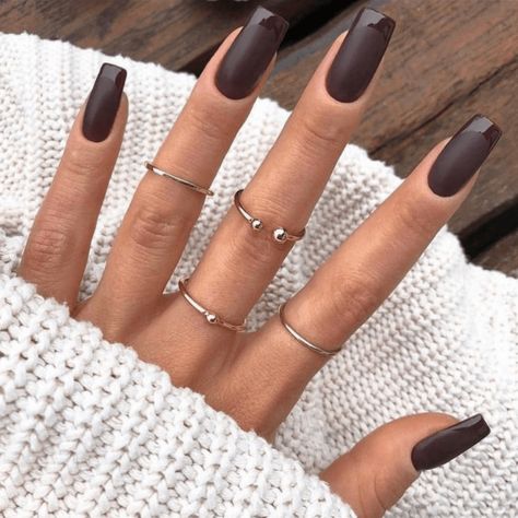 Fall Wedding Nails, Brown Nail, Brown Nails Design, Cute Nails For Fall, Fall Acrylic Nails, Bride Nails, Dark Nails, Nails Black, Fall Nail Art