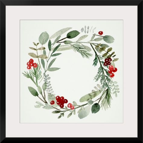 Fine Art Print, Martin Black Frame entitled Holly Wreath II.  Multiple sizes available.  Primary colors within this image include Burgundy, White, Black, Gray.  Made in USA.  Satisfaction guaranteed.  Inks used are latex-based and designed to last. Classy Christmas Cards, 2024 Ornaments, Learn Watercolor Painting, Holly Wreath, Black Frame Wall Art, Black Frame Wall, Christmas Card Art, Watercolor Projects, Watercolor Christmas Cards