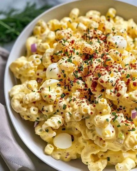 Deviled Egg Macaroni Salad, Egg Macaroni Salad, Macaroni Salad Ingredients, Big Salad, Deviled Egg, Elbow Macaroni, Macaroni Salad, Hard Boiled, Deviled Eggs