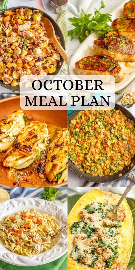 October Meal Plan, October Meals, Resep Makanan Beku, Menu Sans Gluten, Monthly Meal Plan, Fall Meal, Fall Dinners, Fall Meals, Meal Planning Menus