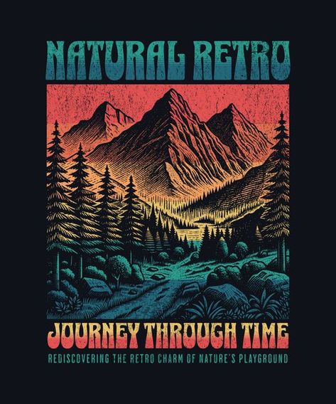 Retro style mountain nature T-Shirt Design Template Mountain T Shirt Design, Jersey Tshirt, T Shirt Design Template, Mountain Nature, Mountain Tshirt, Vintage Logo Design, Outdoor Art, Tshirt Design, Vintage Logo