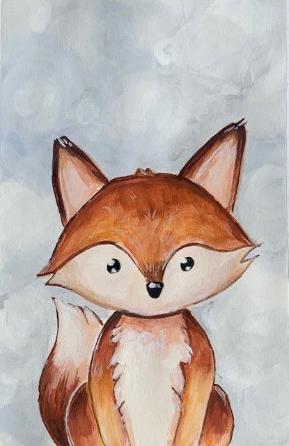 Fall Fox Painting, Watercolor Animals Easy Step By Step, Acrylic Painting Animals Easy, Cute Animal Paintings Easy, Fox Painting Easy, Animal Paintings Easy, Paint Nite Ideas, Fox Painting Acrylic, Watercolor Animals Easy