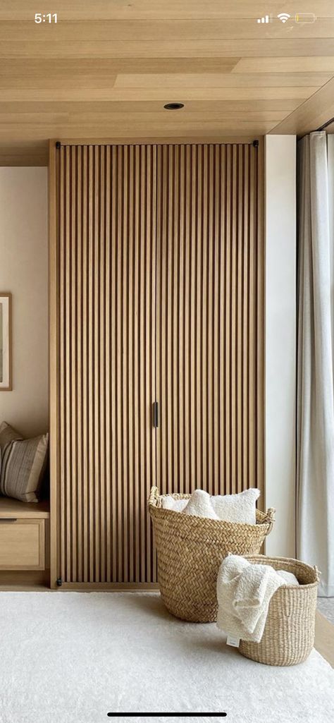 Bedroom Wardrobe Design Sliding Doors, Scandinavian Closet, Wood Closet Doors, Creating A Capsule Wardrobe, Bedroom Closet Doors, Wardrobe Revamp, Bedroom Wardrobe Design, Japandi Interior Design, Closet Door Makeover