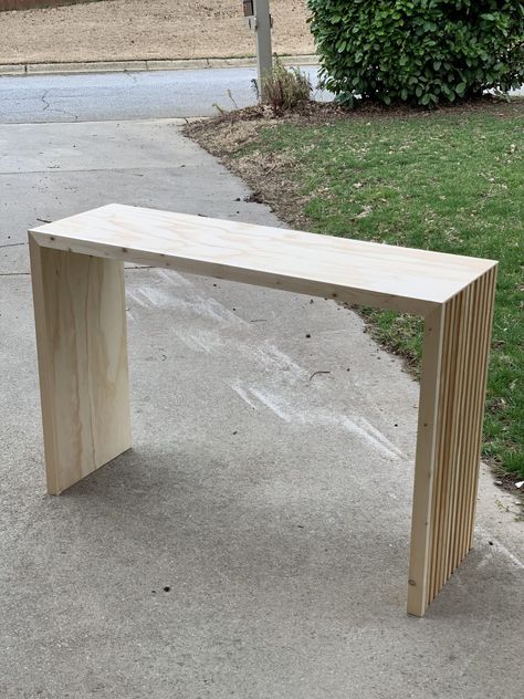 Modern Entryway Console Tables, Diy Modern Entryway Table, Organic Modern Small Entryway, Diy Waterfall Console Table, Behind Couch Console, Behind Sofa Console, Diy Console Table Entryway, Build A Console Table, Styling Console Table