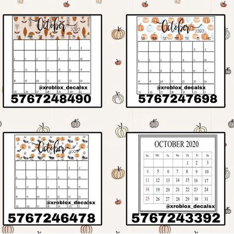 Decal Bloxburg, Calendar Decal, Fall Decal, November Aesthetic, Bloxburg Decals Codes Aesthetic, School Decal, Pic Code, Decals Codes, Collage Des Photos