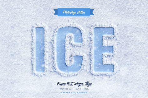 Snow Lettering - Photoshop Action | FREE on Behance Snow Graphic Design, December Typography, Snow Lettering, Snow Typography, Winter Typography, Frozen Text, Winter Lettering, Snow Font, Snow Logo