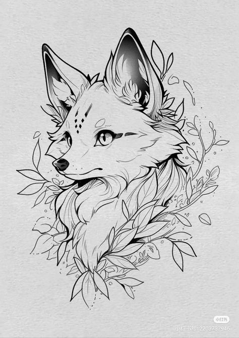 Fox Tattoo Stencil, Animal Tattoo Drawings, Fox Drawing Sketches, Fox Tattoo Ideas, Indian Feather Tattoos, Fox Tattoo Design, Buddhist Tattoo, Epic Tattoo, Dark Vador