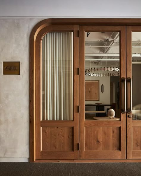 Window Door Design Wooden, Restaurant Door, Arched Doors, Client Experience, Arts Center, New Space, Hospitality Design, Facade Design, Restaurant Interior