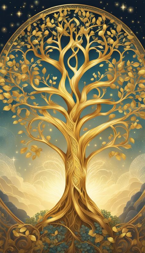 Tree Of Life Aesthetic, Goddess Temple, Tree Of Life Painting, Crown Art, Tree Of Life Art, Golden Tree, Gold Tree, Backgrounds Wallpapers, The Tree Of Life