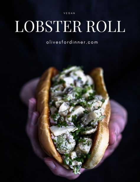 Vegan Lobster Roll Vegan Lobster Roll, Vegan Lobster, Vegan Seafood, Lobster Roll Recipes, Vegan Sandwiches, Hearts Of Palm, Vegan Fish, Summer Recipes Dinner, Meat Substitutes