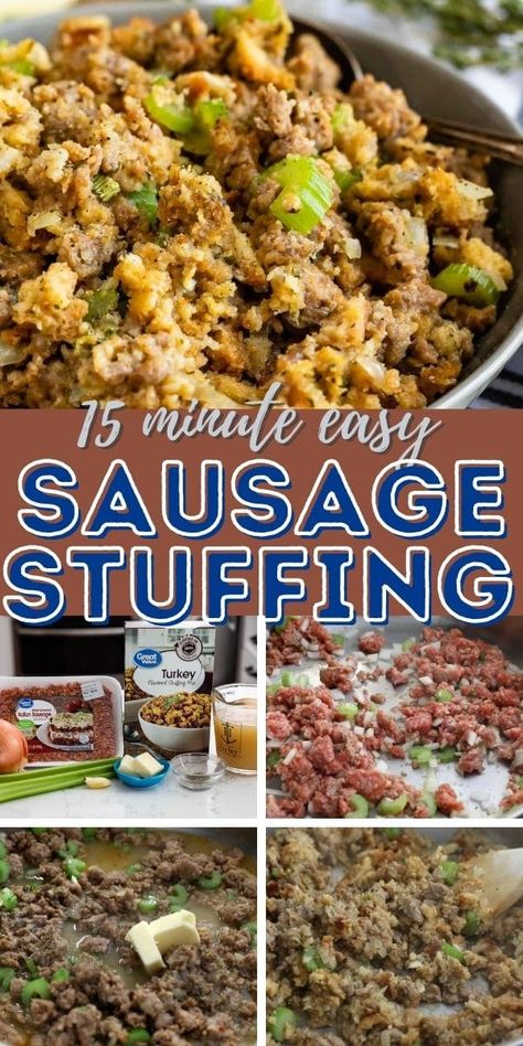 Sausage Stuffing Recipe Thanksgiving, Easy Sausage Stuffing, Simple Stuffing, Holiday Baking Thanksgiving, Easy Stuffing Recipe, Sausage Stuffing Recipe, Dressing Recipes Thanksgiving, Best Thanksgiving Side Dishes, Thanksgiving Side Dishes Easy