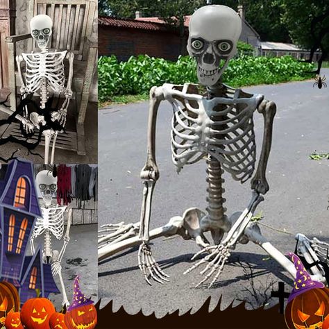 Life Size Skeleton, Posable Skeleton, Haunted House Halloween Party, Giant Skeleton, Body Bones, Halloween Skeleton Decorations, Halloween Decorations Outdoor, Halloween Ghost Decorations, Haunted House Party