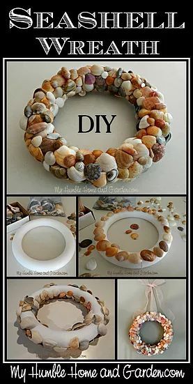 Seashell Frames Diy, Seashell Wreaths For Front Door, Olive Seashell Crafts, Seashell Coasters, Beach Signs Diy, Coastal Wreaths, Seashell Wreaths, Seashell Art Diy, Sea Shells Diy