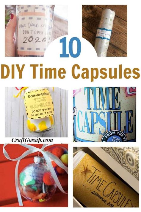 Time capsules are a fun family or couples project that can be used in many ways – make one to open on your child’s 18th birthday, on your 10th anniversary, or just 15 years in the future! The possibilities are … Read More... 10 Year School Anniversary Ideas, Time Capsule Craft, Time Capsule Ideas For Teens, Time Capsule Ideas, How To Make A Time Capsule, Diy Time Capsule, Diy Time Capsule Container, Time Capsule For Kids, Make A Time Capsule