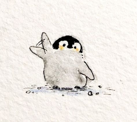 Pinguin Illustration, 심플한 그림, Seni Dan Kraf, Drawing Faces, Cute Doodles Drawings, Arte Sketchbook, Sketchbook Art, Cute Doodle Art, Mini Drawings