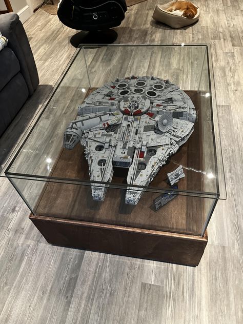 Millenium Falcon Lego Table, Lego Millenium Falcon Coffee Table, Lego Cave, Lego Millenium Falcon, Lego Ucs, Display Room, Lego Display, Lego Table, Millenium Falcon